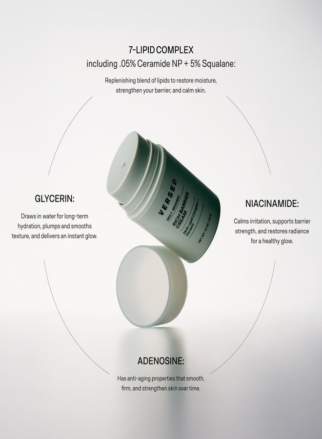 Versed Daily Recovery Rich Barrier Cream - Moisturizer Face Cream for Dry, Sensitive and Easily Irritated Skin - Facial Moisturizer with Glycerin and Multi-Lipid Complex, 1.5oz - Image 3